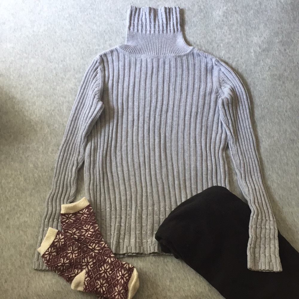 Grey Turtleneck Sweater Liz Claiborne